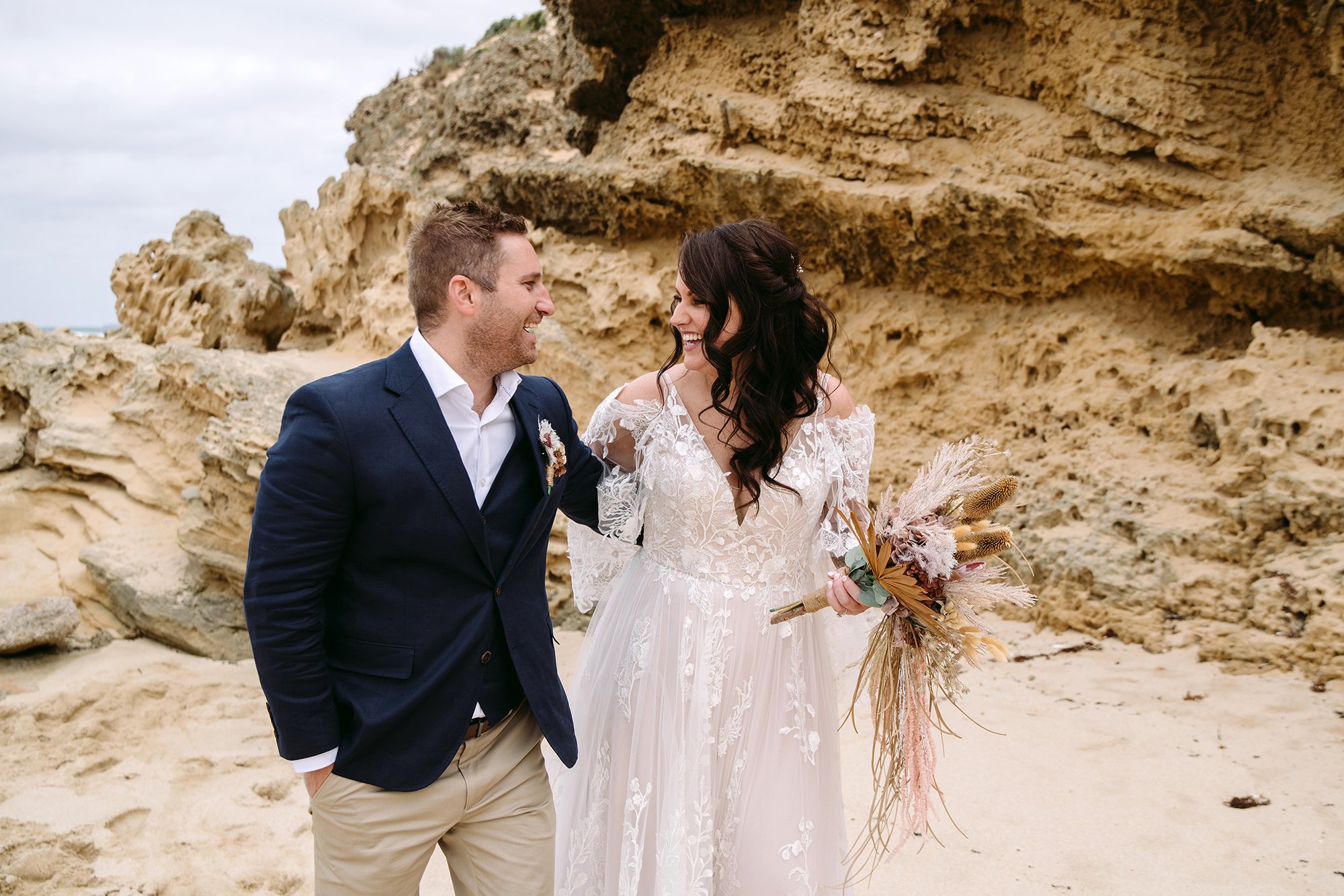 A couple are getting married on the beach at this Mornington Peninsula Engagement Photo location